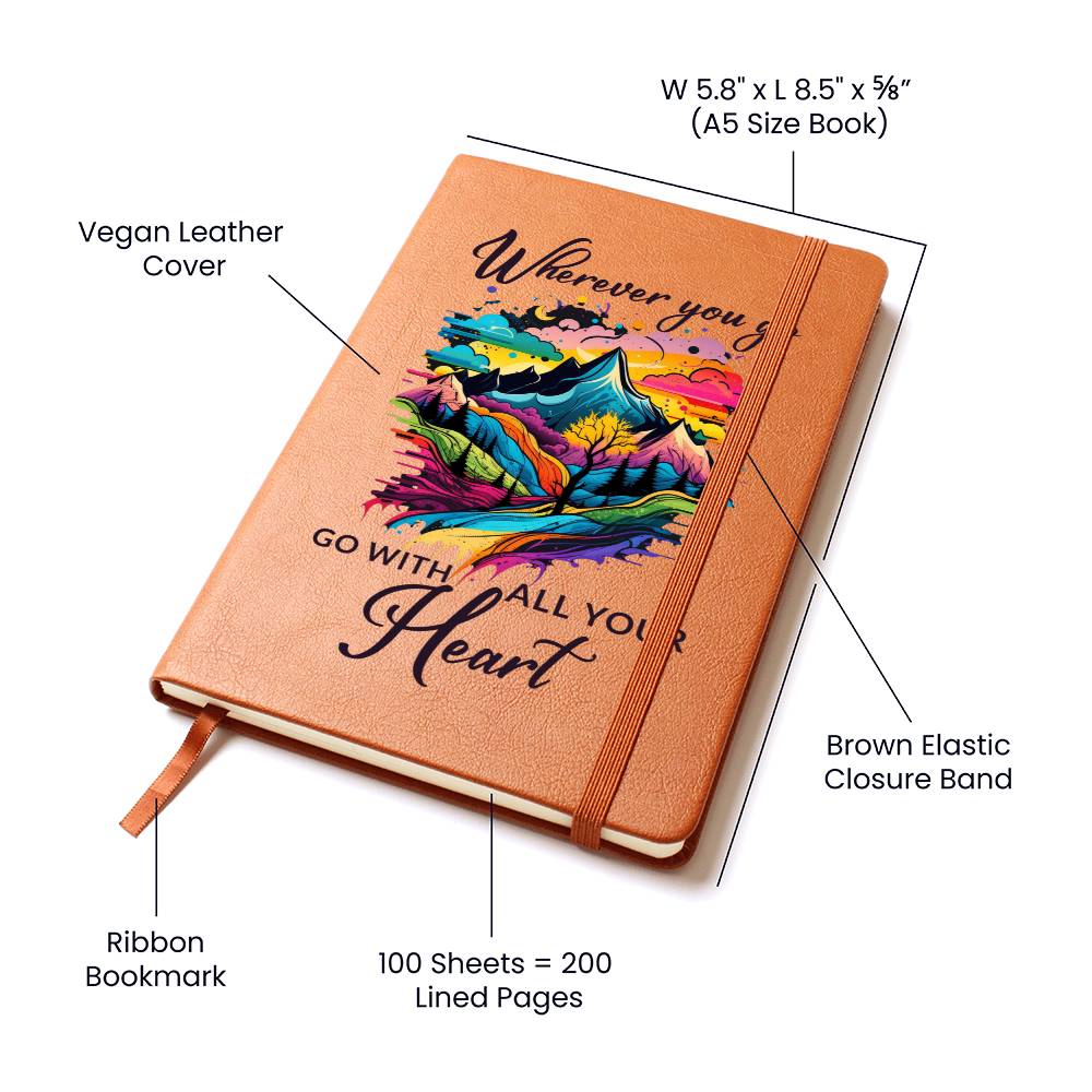 Whever You Go Go With All Your Heart Leather Graphic Journal - 