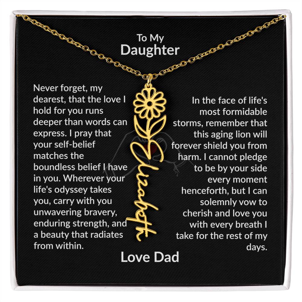 Daughter- I take for the rest of my days flower name necklace